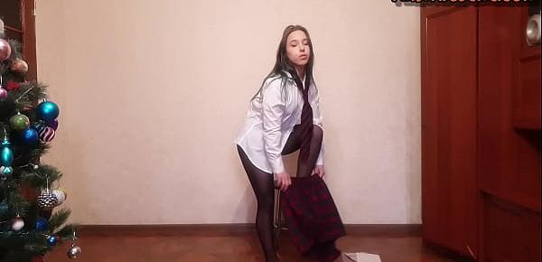  Lisa Gets A Pair of Black Pantyhose Tights and Puts On A Slutty School Girl Outfit
